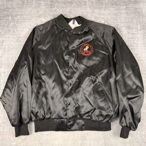 Ted Nugent Jacket Mens 2XL Black World Bowhunters Embroidered Satin Vtg 90s Band